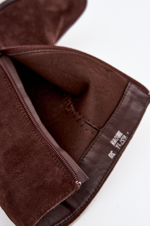 Dámske členkové topánky na podpätku z eko semišu čokoládové Inessa