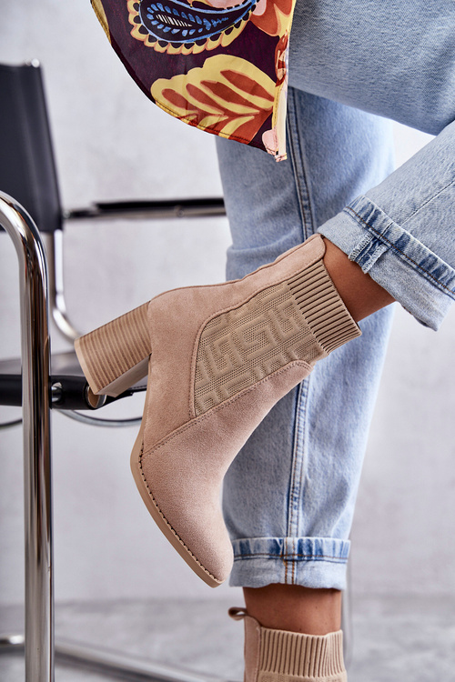 Dámské semišové boty s ponožkou béžové Montes