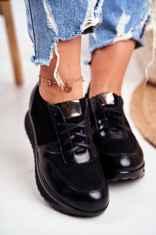 Dámská Sportovní Obuv Kožená Černá Gianna