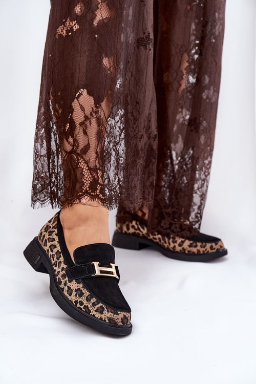 Semišové Dámské Mokasíny Panteřové Černé Vinceza 66791