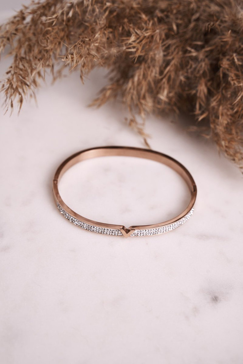 Oceľový náramok s zirkónmi ružový zlatý Venus