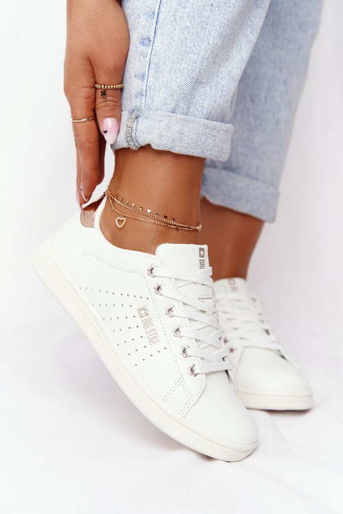 Dámské Kožené Tenisky BIG STAR DD274583 Bile-Měděné