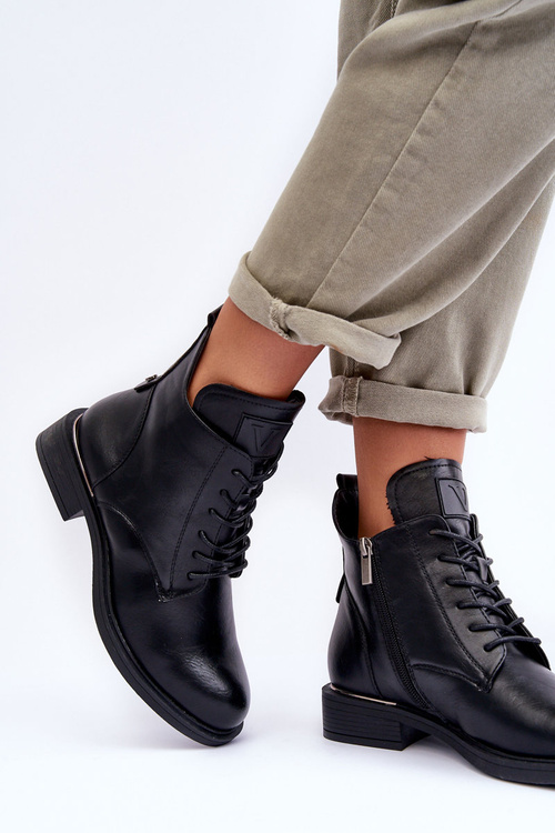 Kožené Dámské Workery Černé Tedrick