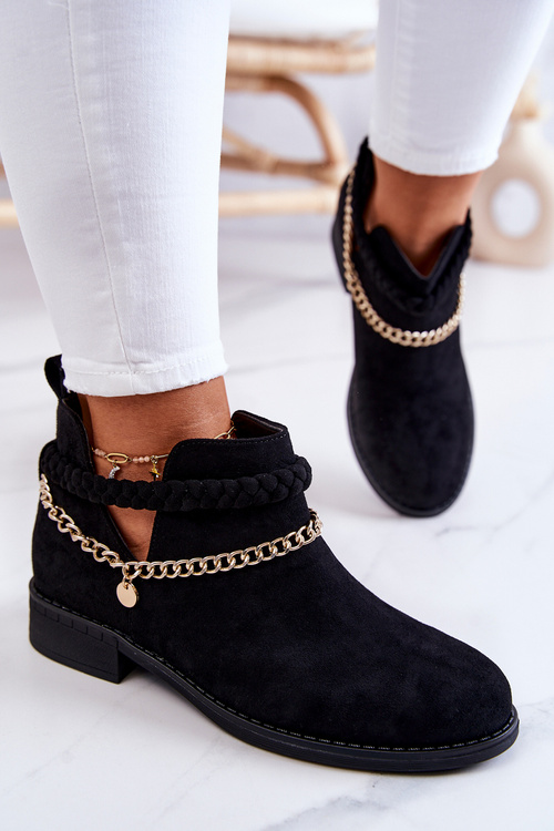 Semišové Boty S Retězem Černé Talitha