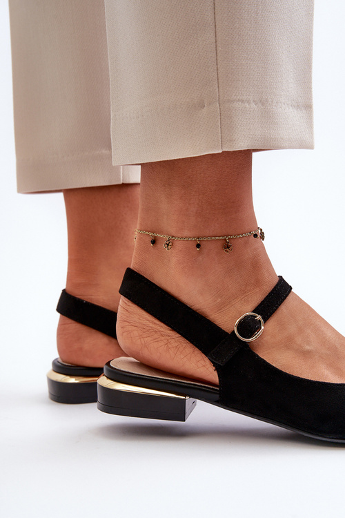 Dámske baletky na nízkom opätku s odhalenou pätou Sergio Leone SK831 čierne