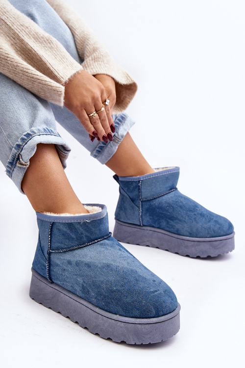 Dámske snehové topánky s trblietkami na platforme Blue Margella