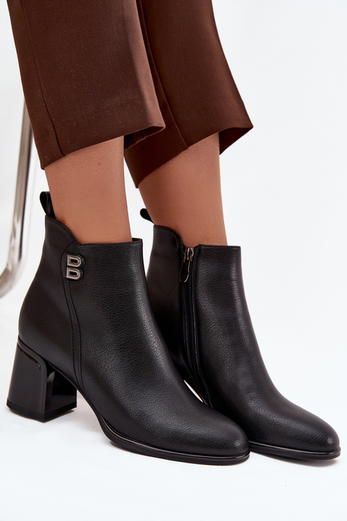 Zateplené dámske čižmy z pravej kože na podpätku Čierne Jovelle