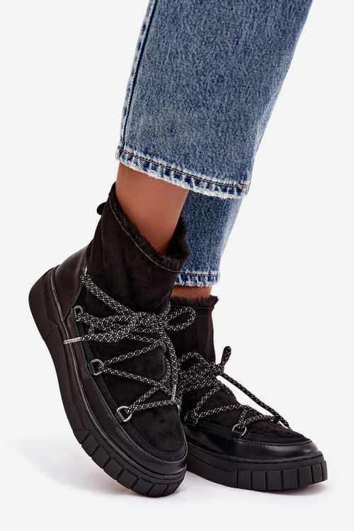 Dámske zimné topánky s šnúrkami Čierne Isalisse