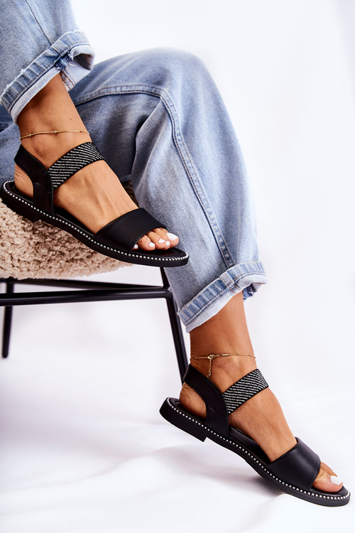 Dámsky klasický byt -sandále s čiernymi catis