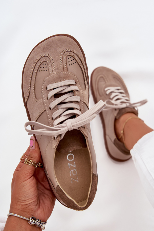 Dámske Kožené Tenisky Barefoot Zazoo N1277S2 Béžové