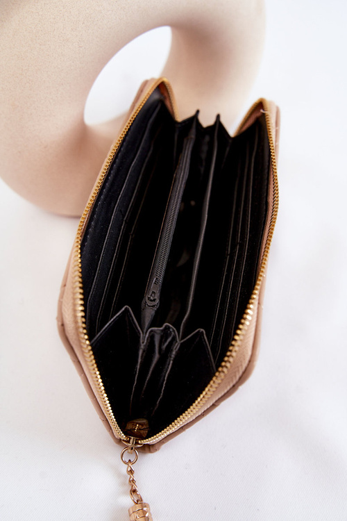 Veľká prešívaná peňaženka s béžovým pruhom Jeffrey