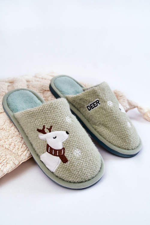 Dámské vánoční pantofle se soby Zelená Millio