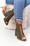 Suede Openwork Boots Maciejka Green 04040-09