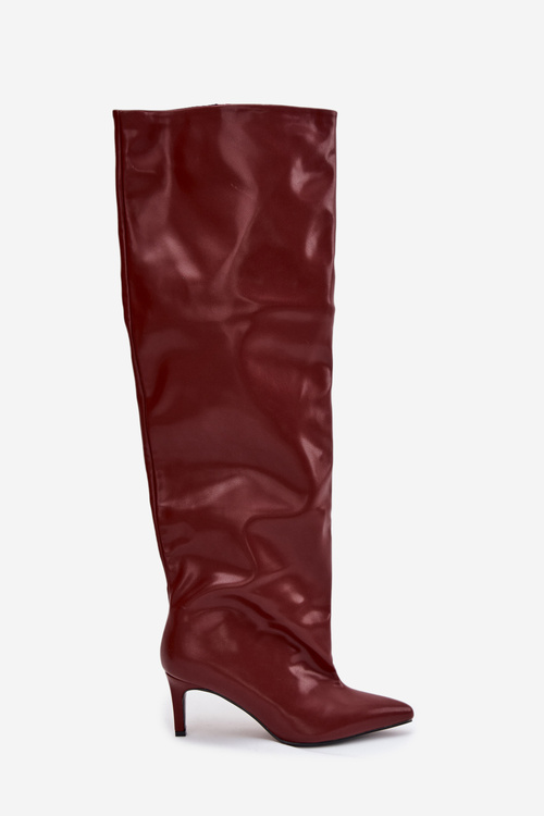 Dámske čižmy na ihly bez zapínania bordó Mavilla