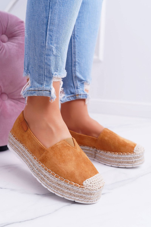 posuvné Semišové espadrille Camel Mariako