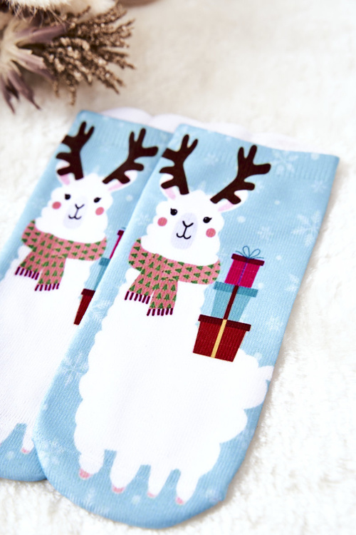 Ponožky Lama s dárky modré