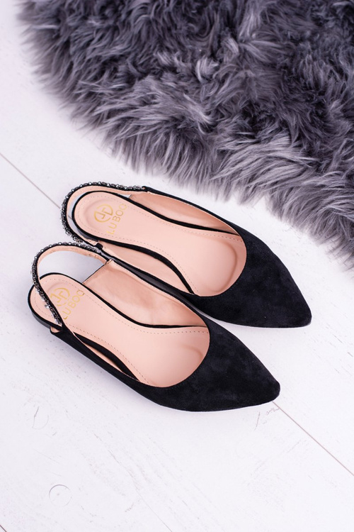 Lu Boo Black Suede Ballerinas v Macron Spitz
