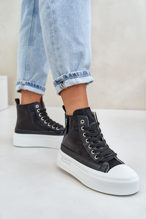 Dámske Vysoké Tenisky Na Platforme Čierne Averira