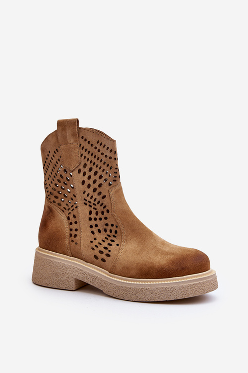 Zazoo 3470 Dámské nízké kozačky z jemného semiše s prodyšnou podrážkou Bežové