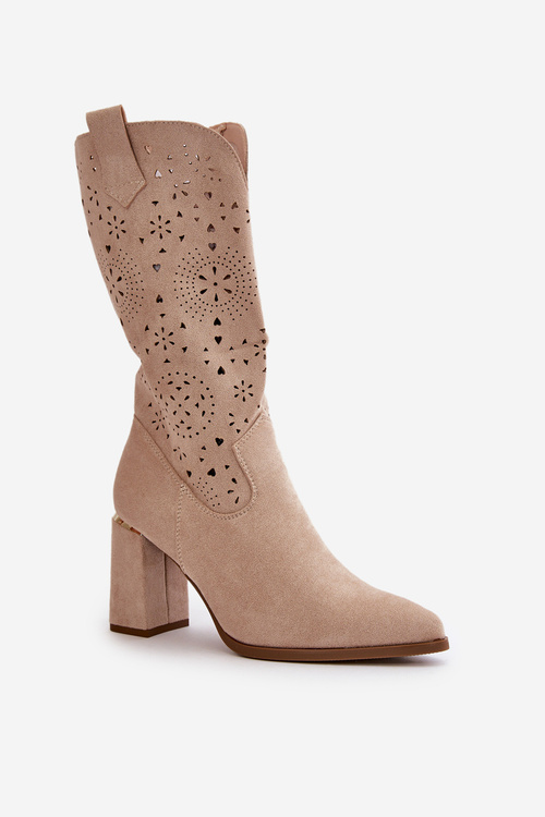 Dámske Čižmičky S Výrezmi Na Päte So Špicatými Špičkami Bežovej Farby Nevithra