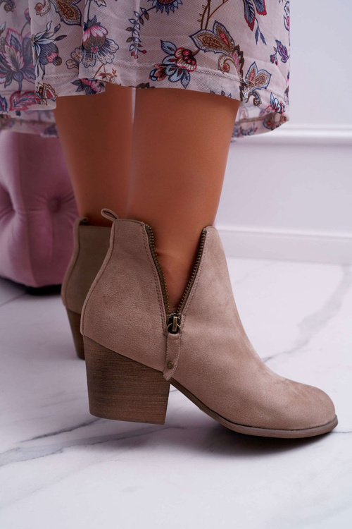 Dámske vysoké podpätky topánky semišové béžové Farre