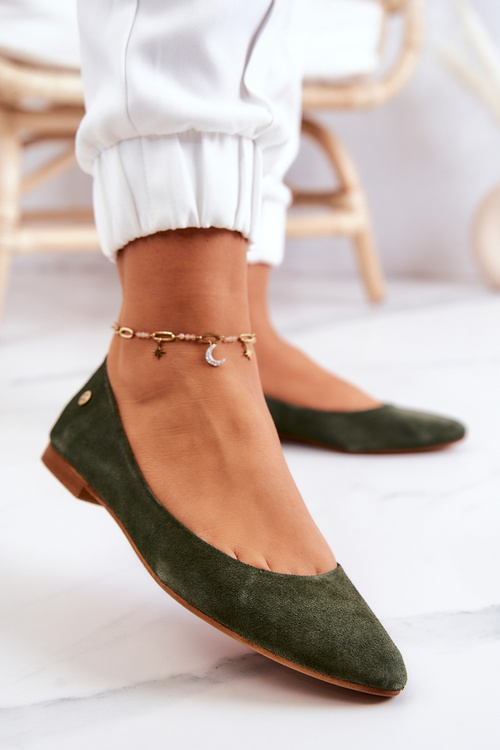 Dámské semišove baleríny Maciejka 04100-45 Khaki