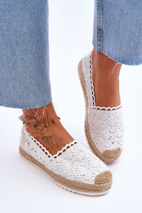 Krajka Slip On Espadrilky Bíle Blanco