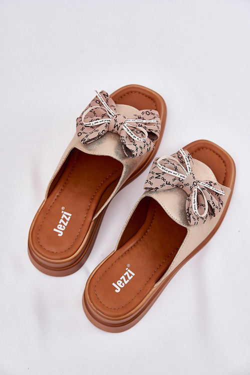 Dámské Pantofle Na Klínu S Mašlí Zlaté Moonzella