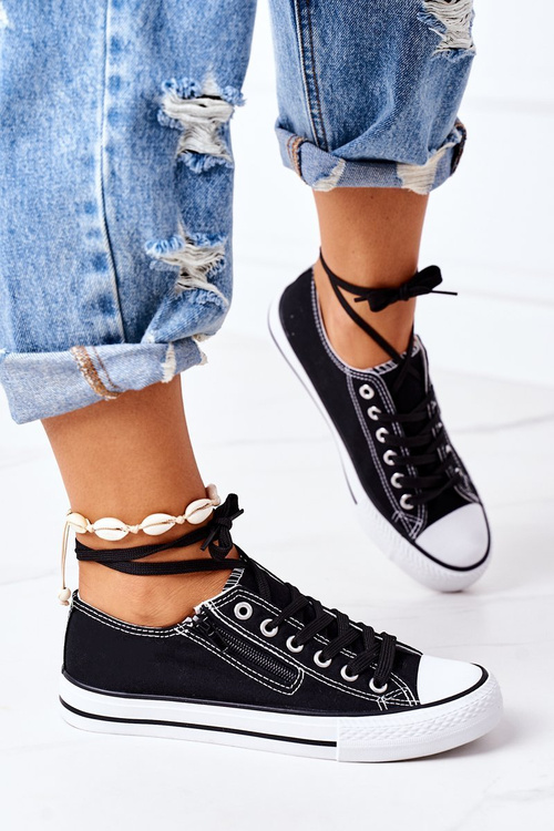 Ženské čierne tenisky Malani so zipsom