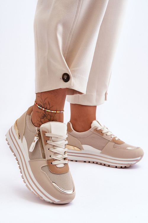 Dámské sportovní boty s dekorativním zipem Béžove Cairo