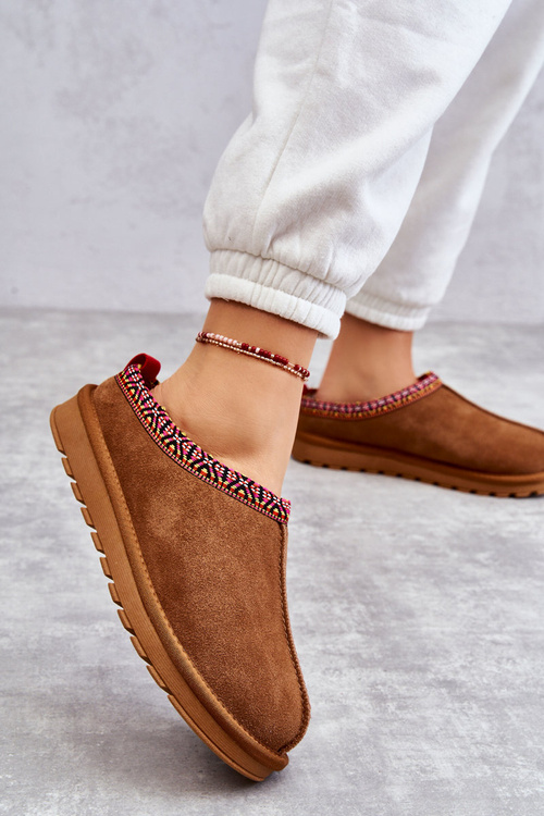 Semišové dámské pantofle s velbloudí kožešinou Buffie