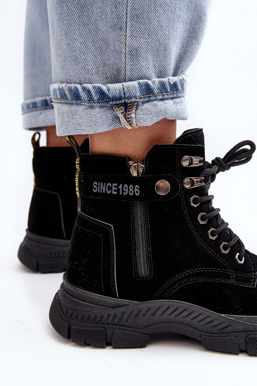 Zateplené semišové dámské botky Trapery černé Jailina