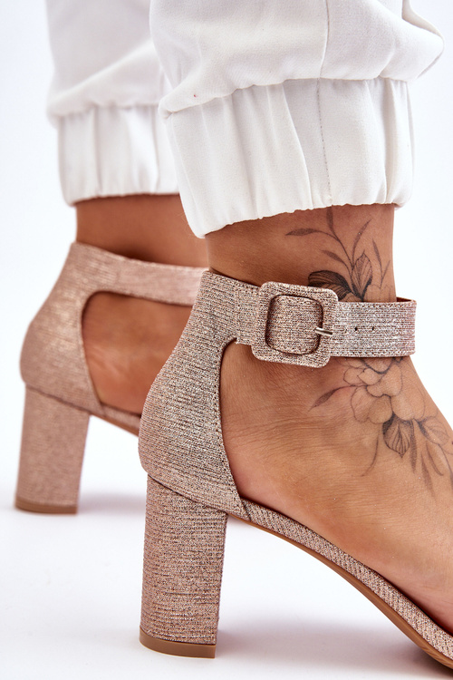 Lesklé vysoké podpätky ružové zlato maxima