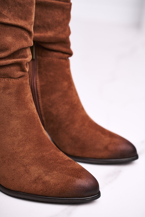 Dámské Kotníkové Boty Eko Semišové Camel Up Side