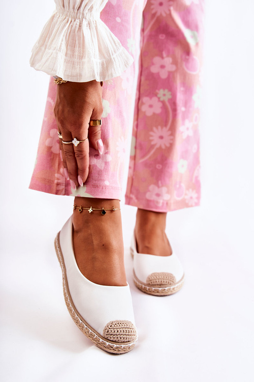 Klasické dámské kožené espadrilky bílé Calabria