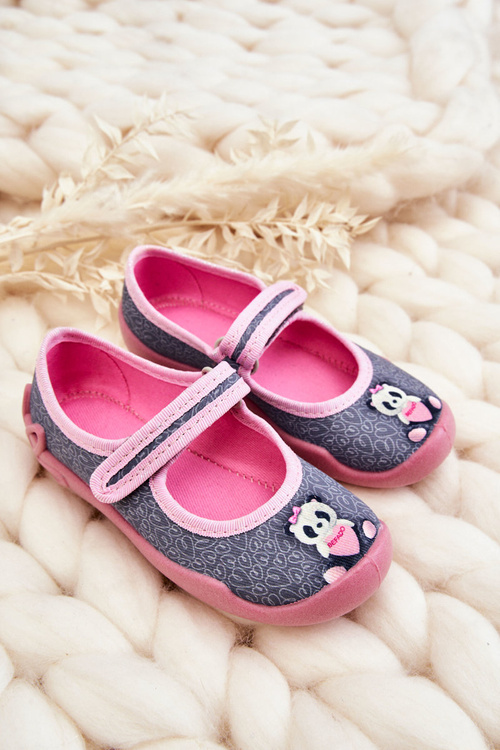 Dětské pantofle Balerína Befado Panda 114X506 šedo-růžová