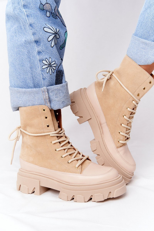 Semišové topánky lewski topánky 3007-0 piesky