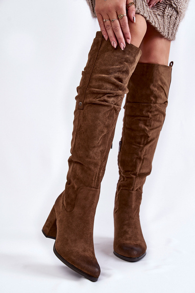 Semišové nadkolenky La.Fi 270065KH-SU tmavě Hnědá