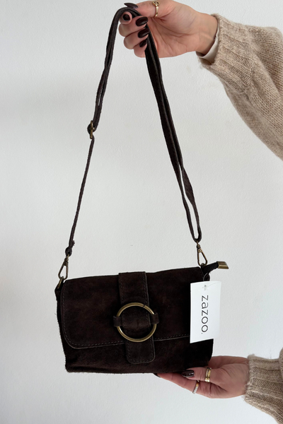 Kožená semišová malá taška čokoládová Jessel