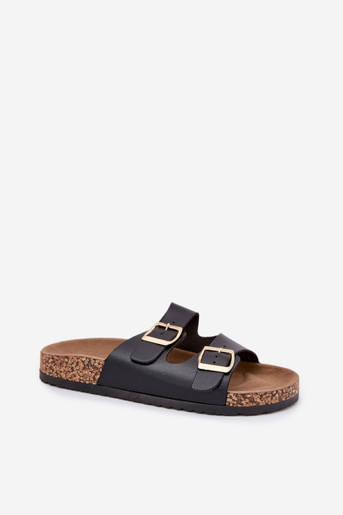 Dámské sandály s přezkami z eko kůže černé Iskira