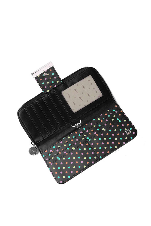 Dámská velká peněženka na zip tečky Černý Lunelly