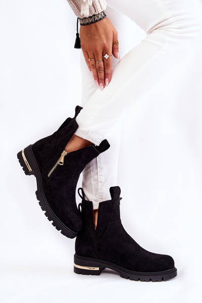 semišové kozačky s výřezy Černé Klarissa