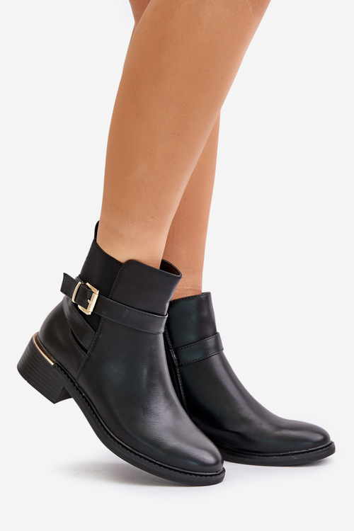 Dámské chelsea boty na nízkém podpatku eko kůže černé Zinlora