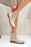 Dierkované čižmy na plochom podpätku svetlo béžové Zinollia