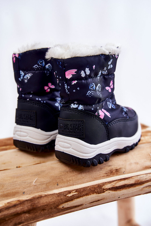 Detské topánky Snehové topánky na veľkej hviezde KK374236 Navy Blue Slider