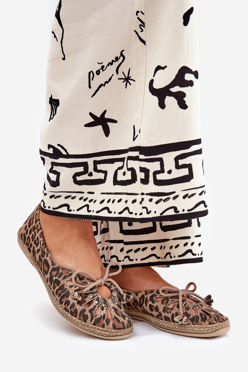 Ploché baleríny z přírodní kůže leopardí Zazoo 10179 hnědé