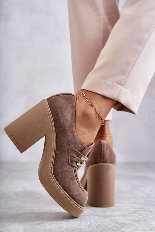 Semišové topánky na masívnom post béžovom lemar jaime