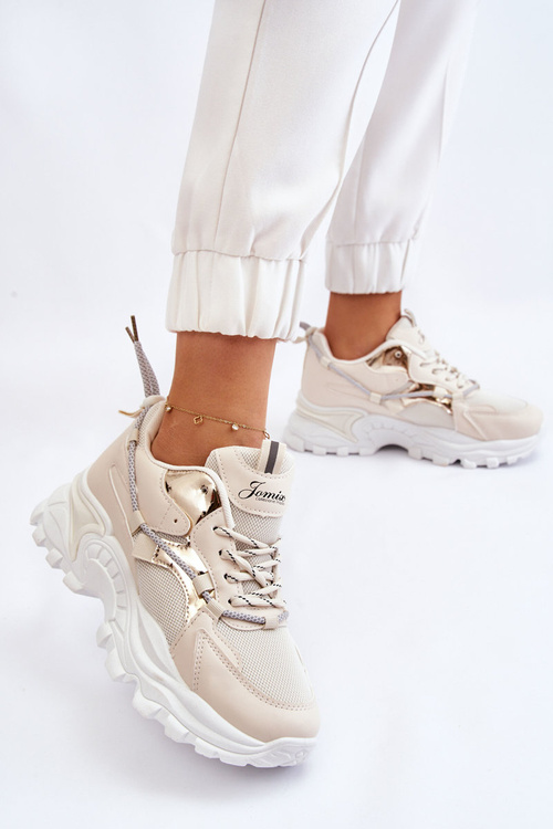 Dámske šupky športovej obuvi na platforme Beige Minea