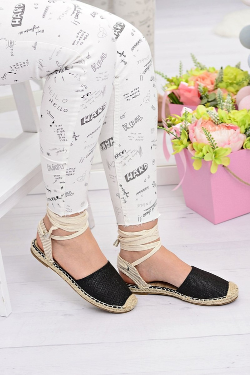 Ženské bielizeň baleríny zviazané čierne espadrilles more