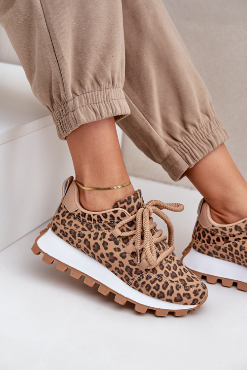 Športové Topánky Sneakers Na Platforme Leopard Hnedé Riadella
